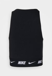 Svart linne med hög halsringning och figurnära passform. Har ett märkes-elastiskt midjeband med vitt "NIKE"-logotyp. Mjuk bomullsblandning.