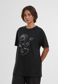 Mister Tee ONE LINE ROSE - Print T-shirt - black