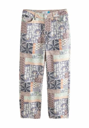 Egyenes szárú farmer - blue patchwork
