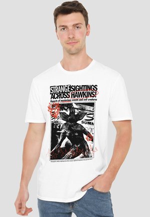STRANGER THINGS NEWSPAPER DEMOGORGON SIGHTING - Print T-shirt - white