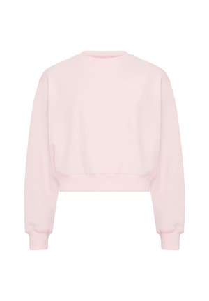 Gekürzter Sweatshirt aus weichem, pinkfarbenem Baumwollstoff. Mit Rundhalsausschnitt, langen Ärmeln und gerippten Bündchen. Dezentes Logo-Detail auf der Brust.