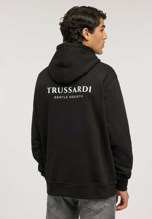 Trussardi, FELPA CON CAPPUCCIO GENTLE SOCIETY CON STAMPA - Jersey con capucha - nero