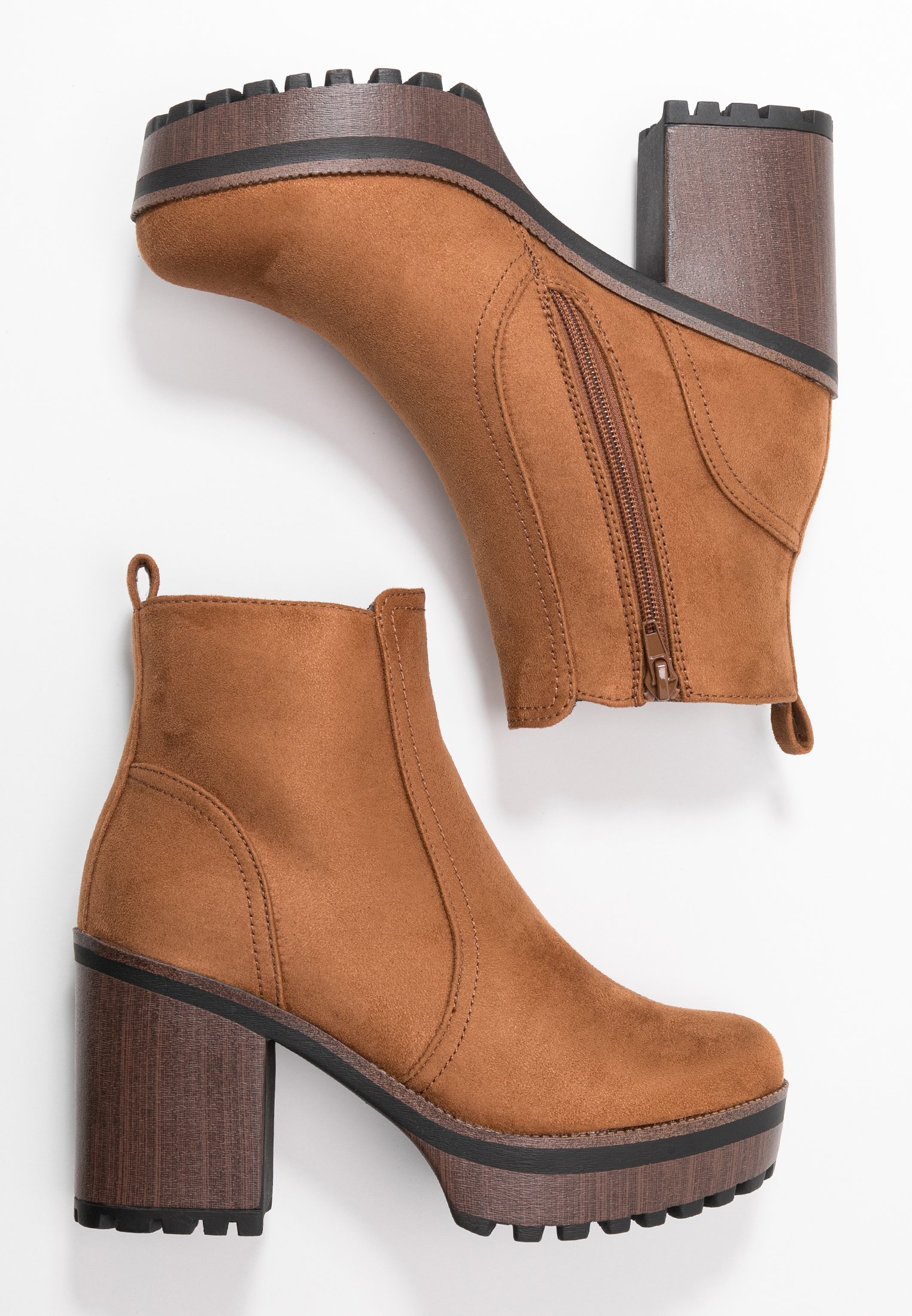 Even\u0026odd Enkellaarsjes Met Hoge Hak - Cognac mysUkelL