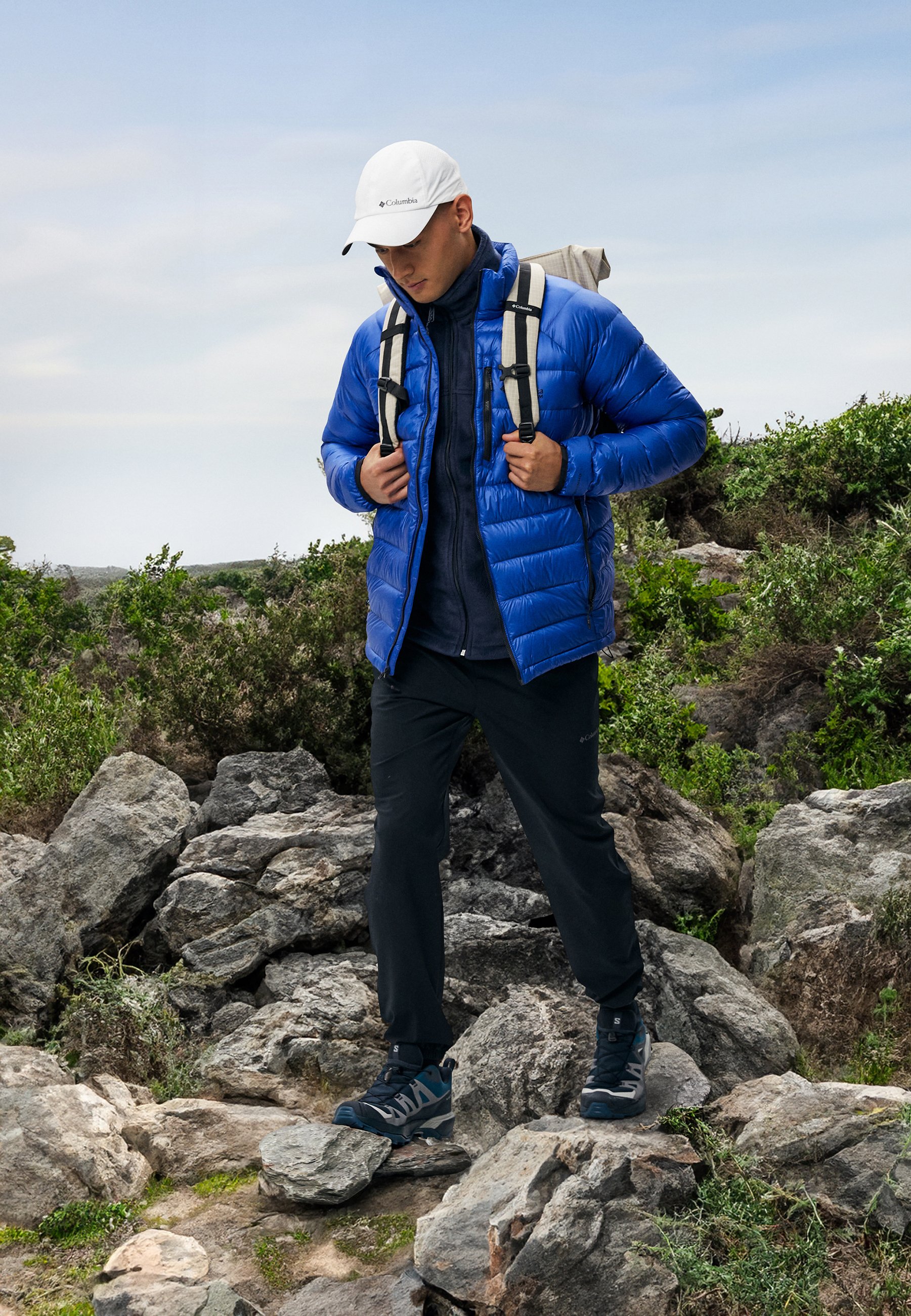 服/ファッション Columbia MEN'S XL Columbia colourblock pebbled full zip fleece in collegiate navy | ASOS