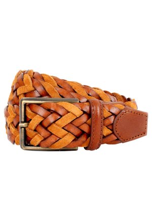 Braided belt - cognac/yellow