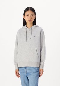 GANT SHIELD HOODIE - Felpa - light grey melange