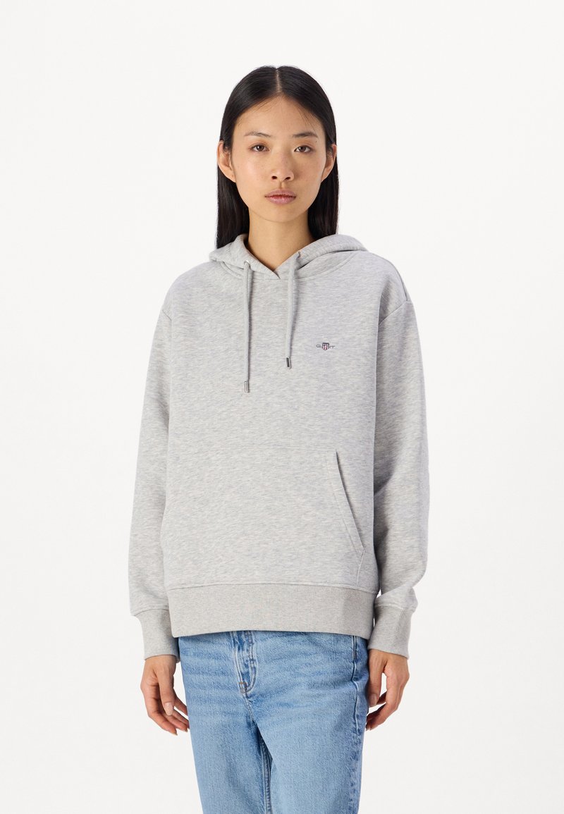 GANT SHIELD HOODIE - Felpa - light grey melange