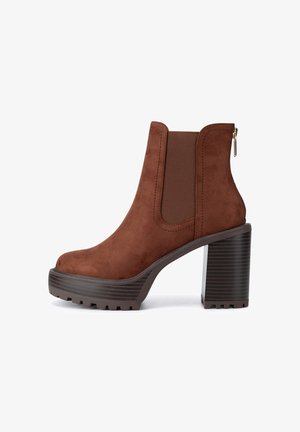 Nine West, NINE WEST ANKLE BOOTS WOMEN'S BROWN WFA3374-1 - Platform ankle boots - brown