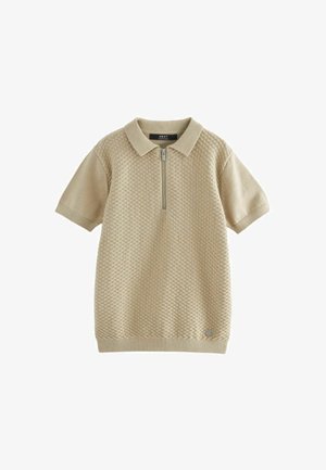 SHORT SLEEVED BUBBLE TEXTURE-REGULAR FIT - Bluză polo - neutral