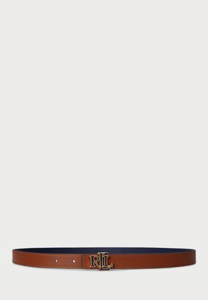 LOGO REVERSIBLE LEATHER SKINNY BELT - Ζώνη - refined navy/lbrown
