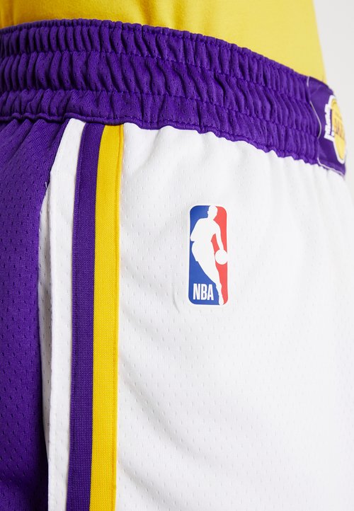 Nike NBA Association Edition SW Fan Edition Lakers Basketball Shorts White — foto 6