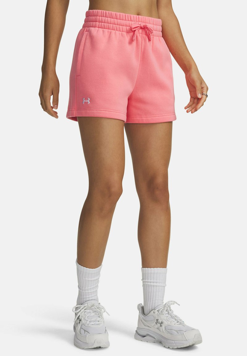 Rosa Shorts aus Baumwollmischung mit elastischem Bund und Kordelzug, seitlichen Taschen und kleinem, aufgesticktem Logo am linken Bein.