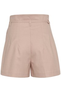 Lichtroze op maat gemaakte shorts van geweven stof met een gestructureerde tailleband, zijplooien en riemlussen voor een verstelbare pasvorm.