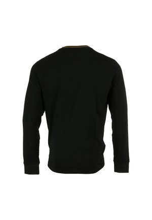 T-shirt nero a maniche lunghe con scollatura rotonda. Tessuto morbido, maniche aderenti e design semplice. Senza loghi o motivi visibili.