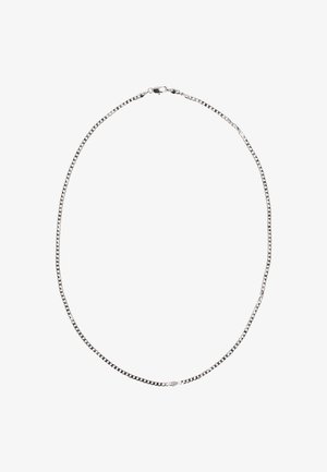 Hopeaketju, jossa on kiertävä linkkimuotoilu, sileä pinta ja turvallinen lukko. Kokonaispituus on suunniteltu mukavaa käyttöä varten.