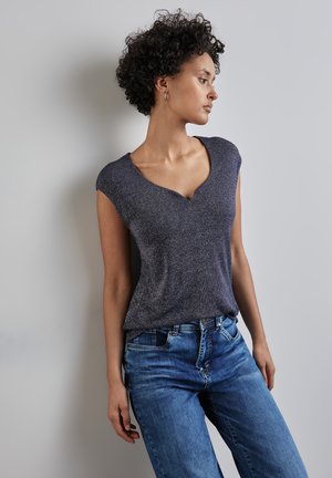 Street One MIT HERZAUSSCHNITT - T-shirt con stampa - blau