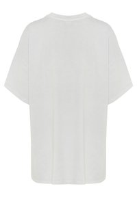 T-shirt blanc uni à manches courtes, col rond et coupe décontractée, vu de dos.