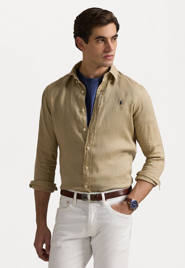 CUSTOM FIT LINEN SHIRT - Shirt - coastal beige