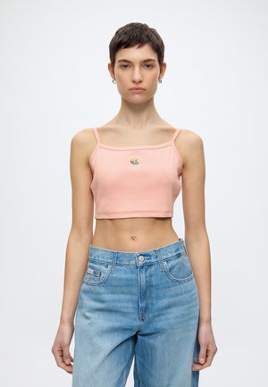 Calvin Klein Jeans RIB CROP STRAP TANK - PRIDE - Top - coral cloud