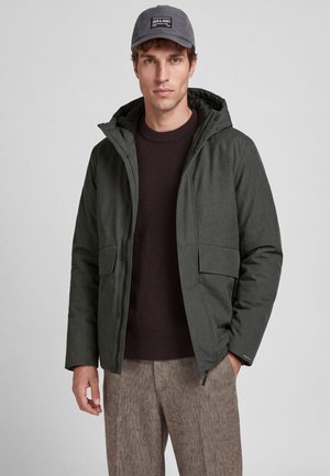 Jack & Jones PREMIUM, JACKET DETACHABLE HOOD SET IN SLEEVES JACKET - Zimska jakna - dark grey melange