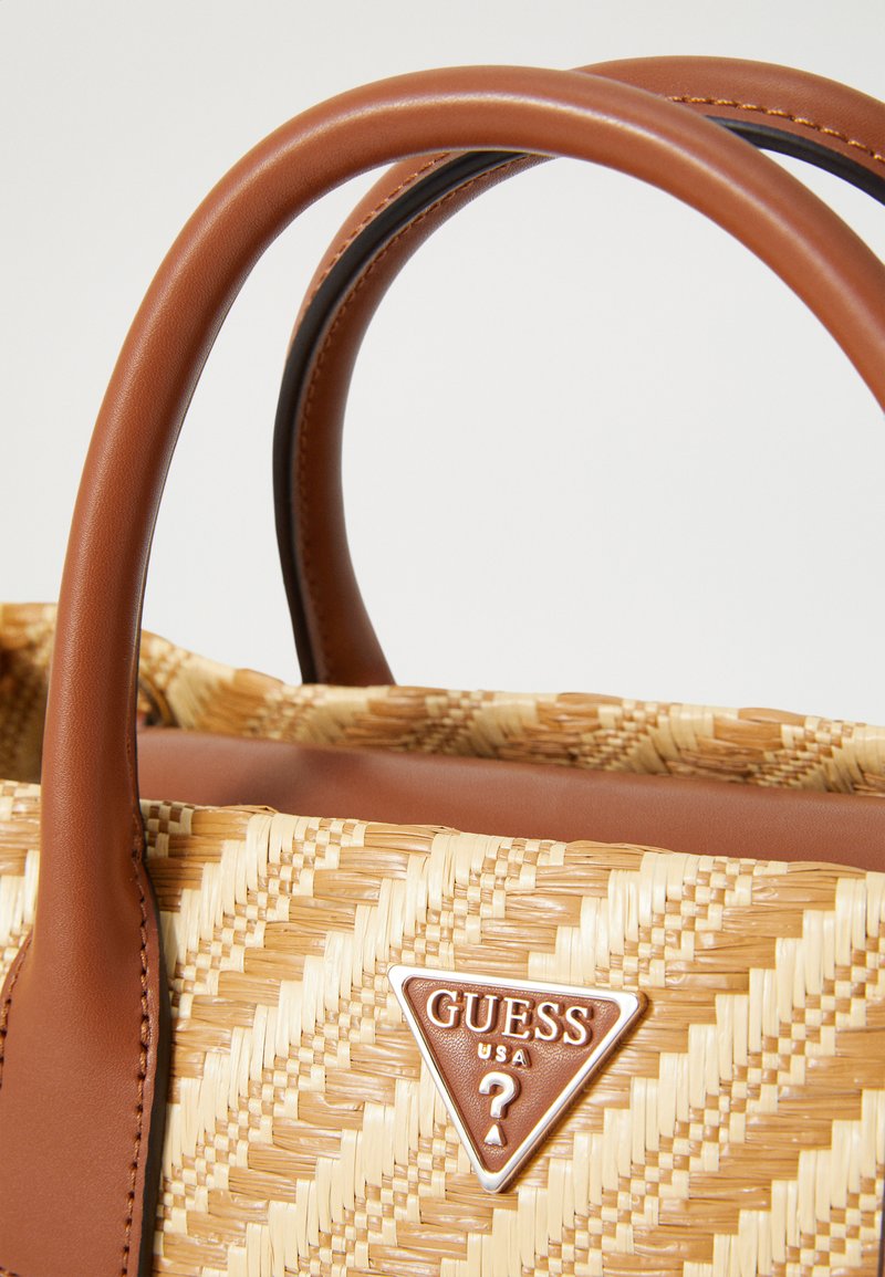Borsa A Tracolla GUESS Simona Satchel - Beige/marrone, Polipropilene, Tracolla Regolabile, Dimensioni 29x18x10 Cm