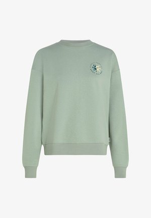 Heleroheline pusa ümmarguse kaelusega, pikad varrukad, soonikkoes mansetid ja ääreosa. Rinnal on ümmargune logograafik koos tekstiga.