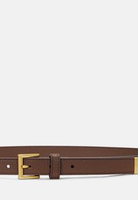 Lauren Ralph Lauren PEBBLED LEATHER SKINNY BELT - Cinto - dark mahogany