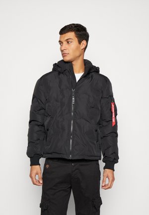 HOODED  LOGO PUFFER - Winter jacket - black