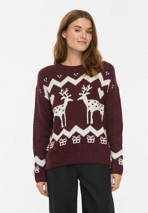 VILA, VIYULE L/S O-NECK CHRISTMAS KNIT/KA - Pullover - winetasting