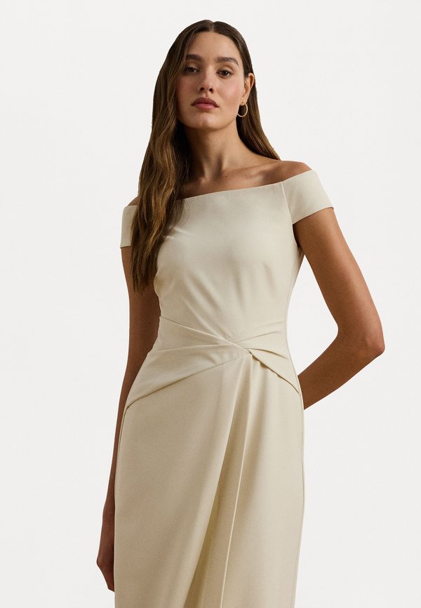CREPE OFF THE SHOULDER GOWN - Occasion wear - mascarpone cream