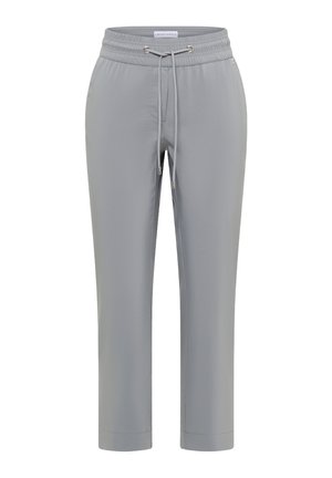 Lysegrå bukser med lige ben, elastisk linning og justerbar snor, forlommer og ankellængde.