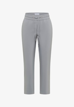 Lysegrå bukser med lige ben, elastisk linning og justerbar snor, forlommer og ankellængde.