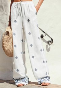 Next EMBROIDERED WIDE LEG - Kalhoty - white