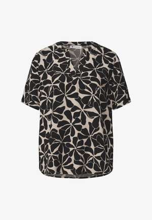 Street One, BLUSENSHIRT MIT SPLIT NECK UND PRINT - Bluse - black