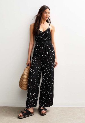 POLKA DOT PRINT SHIRRED - Jumpsuit - black pattern