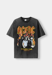 Bershka SHORT SLEEVE AC/DC - T-shirts print - dark grey/mørkegrå ...