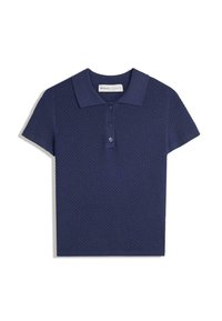 Námornická polo tričko s krátkými rukávy, texturovanou tkaninou, límečkem a zapínáním na tři knoflíky, navržené s kompaktním pleteným vzorem.