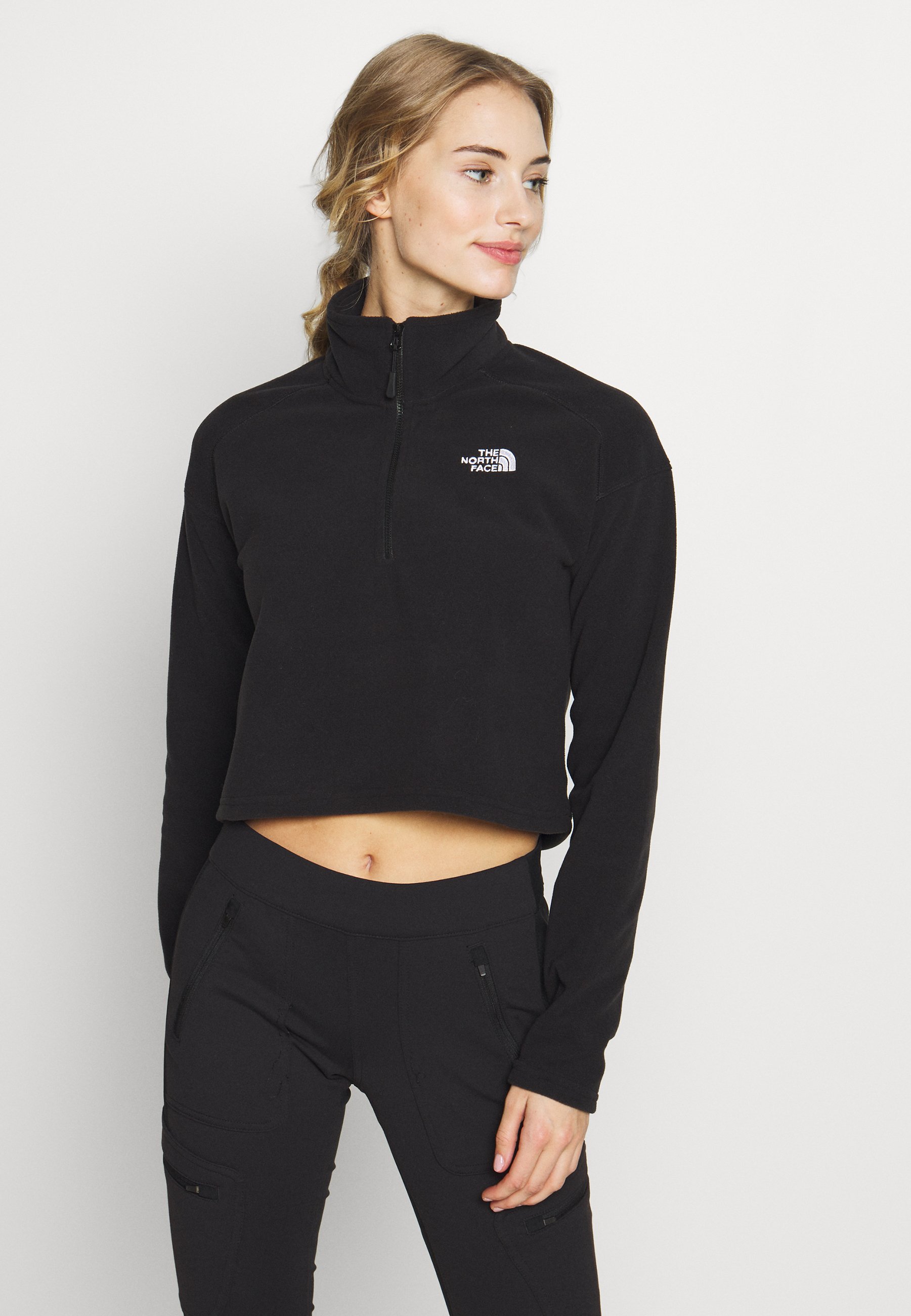 The North Face Glacier Cropped Zip Fleece Jumper Black Zalando De