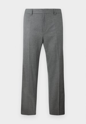 Grüne maßgeschneiderte Hose aus strukturiertem Gewebe, mit flacher Vorderseite, geradem Bein und eingelegten Bügelfalten vorne.