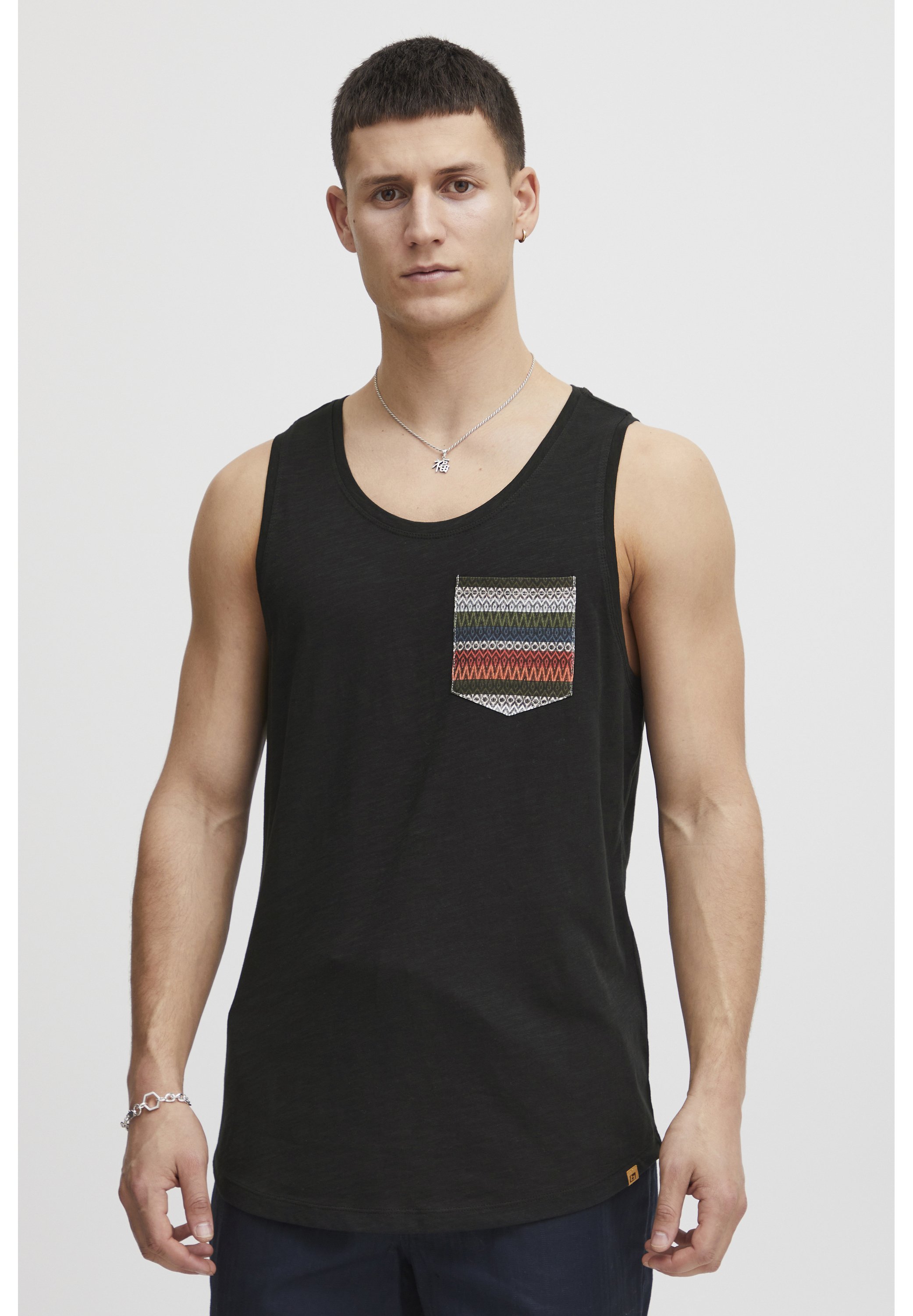 Blend BHElei Herren Tank Top - Baumwolle Mit Brusttasche & Azteken-Muster