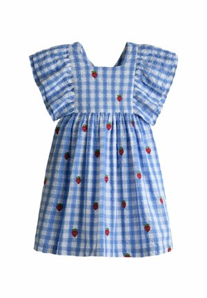 REGULAR FIT-FRILL SQUARE NECK GINGHAM - Ingruha - blue gingham strawberry