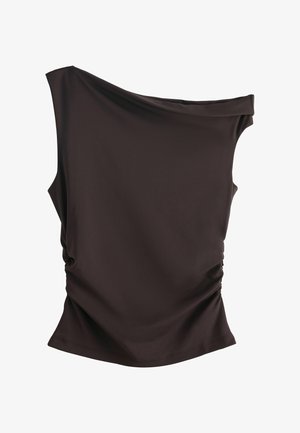 Next, REGULAR FIT - ASYMMETRIC SLEEVELESS DRAPE TOP . - Jednoduché tričko - chocolate brown