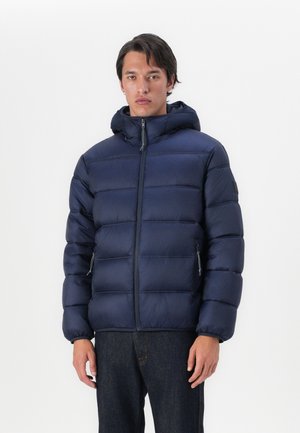 Tommy Jeans HOODED LOGO PUFFER - Winterjas - dark night navy