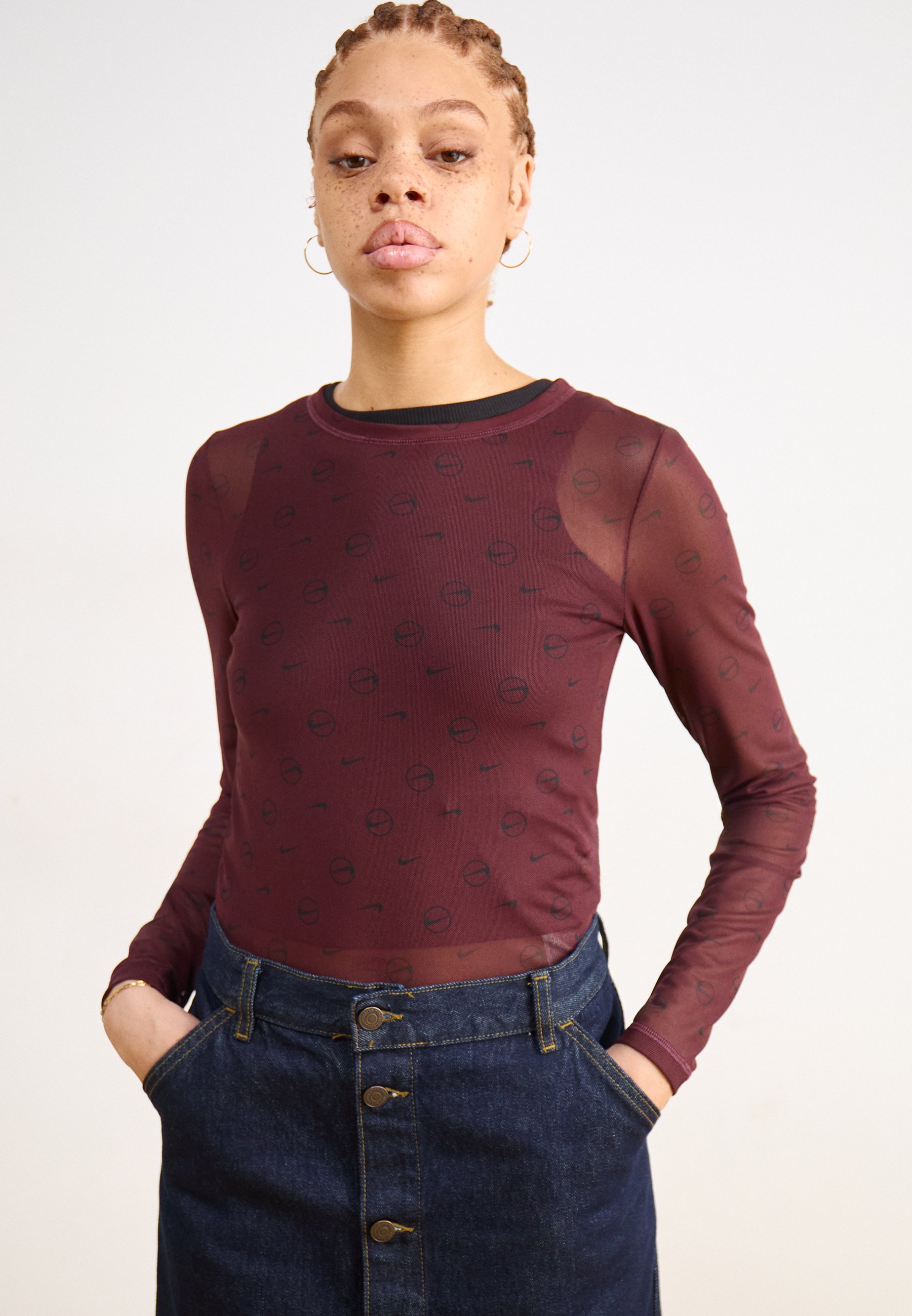 nike sheer long sleeve top