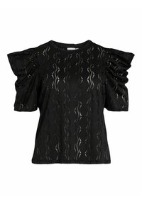 MIT KURZEN ÄRMELN DETAILREICHES - Bluză - black