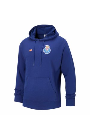 Marineblauer Hoodie mit Fronttasche, verstellbarer Kapuze mit Kordelzug und gesticktem Logo auf der Brust. Hergestellt aus weichem Stoff mit gerippten Bündchen.