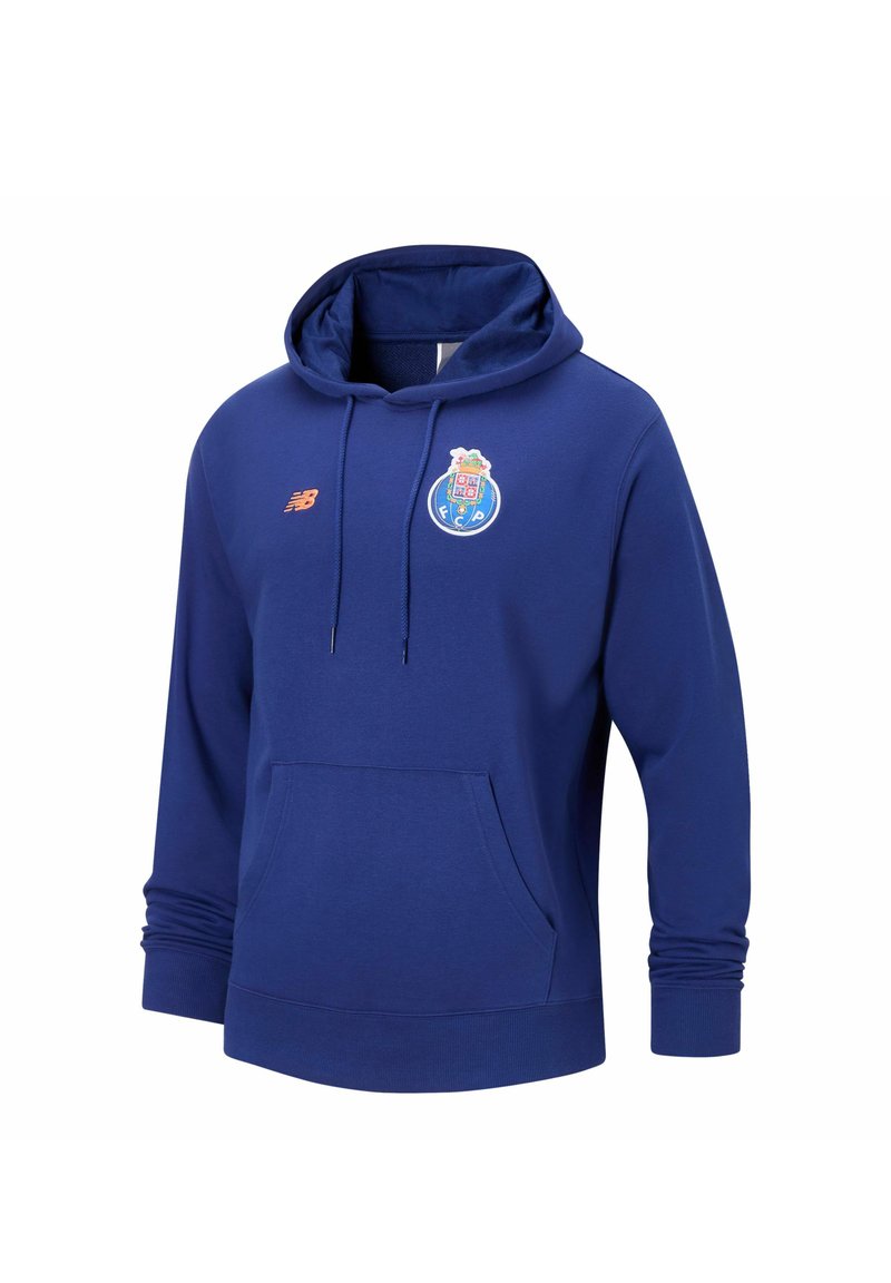 Marineblauer Hoodie mit Fronttasche, verstellbarer Kapuze mit Kordelzug und gesticktem Logo auf der Brust. Hergestellt aus weichem Stoff mit gerippten Bündchen.