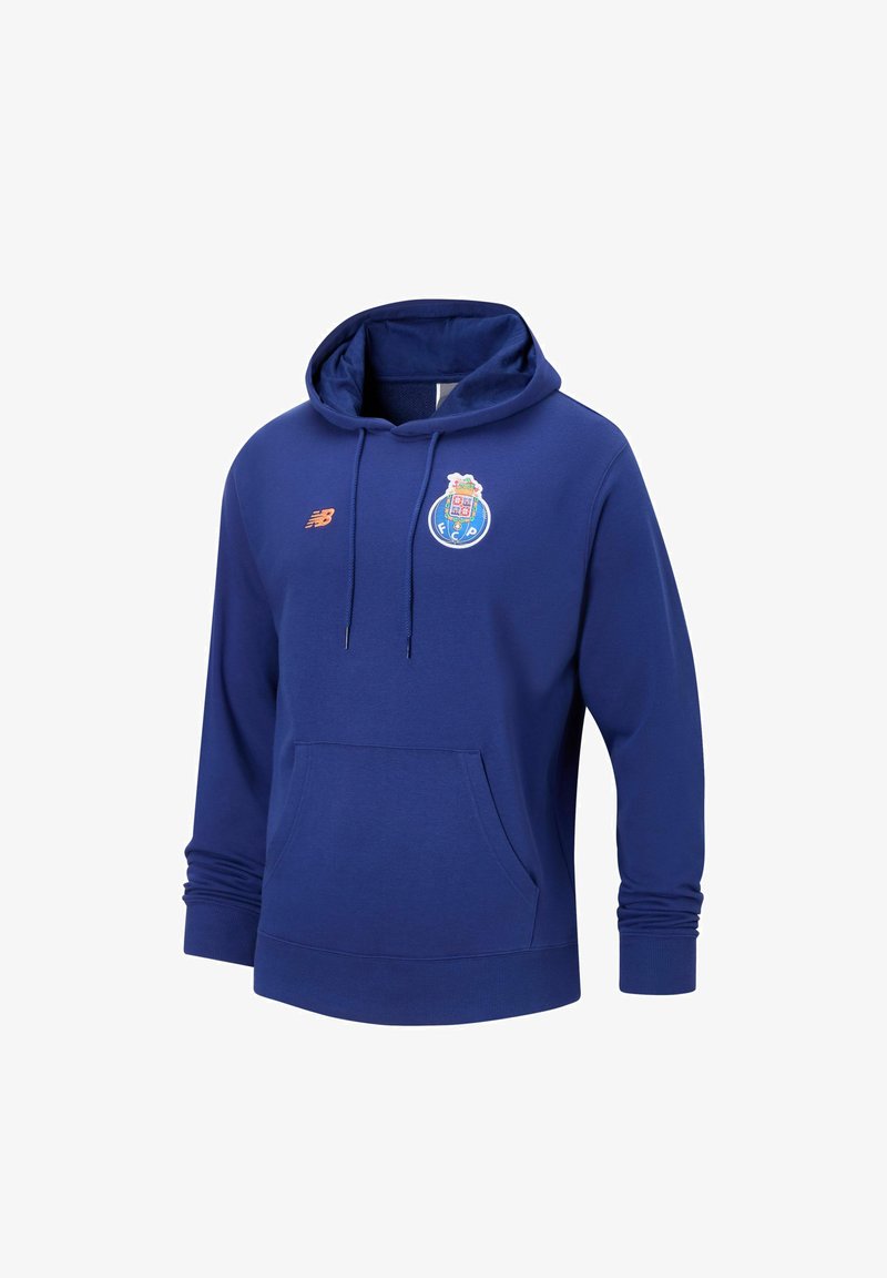 Marineblauer Hoodie mit Fronttasche, verstellbarer Kapuze mit Kordelzug und gesticktem Logo auf der Brust. Hergestellt aus weichem Stoff mit gerippten Bündchen.