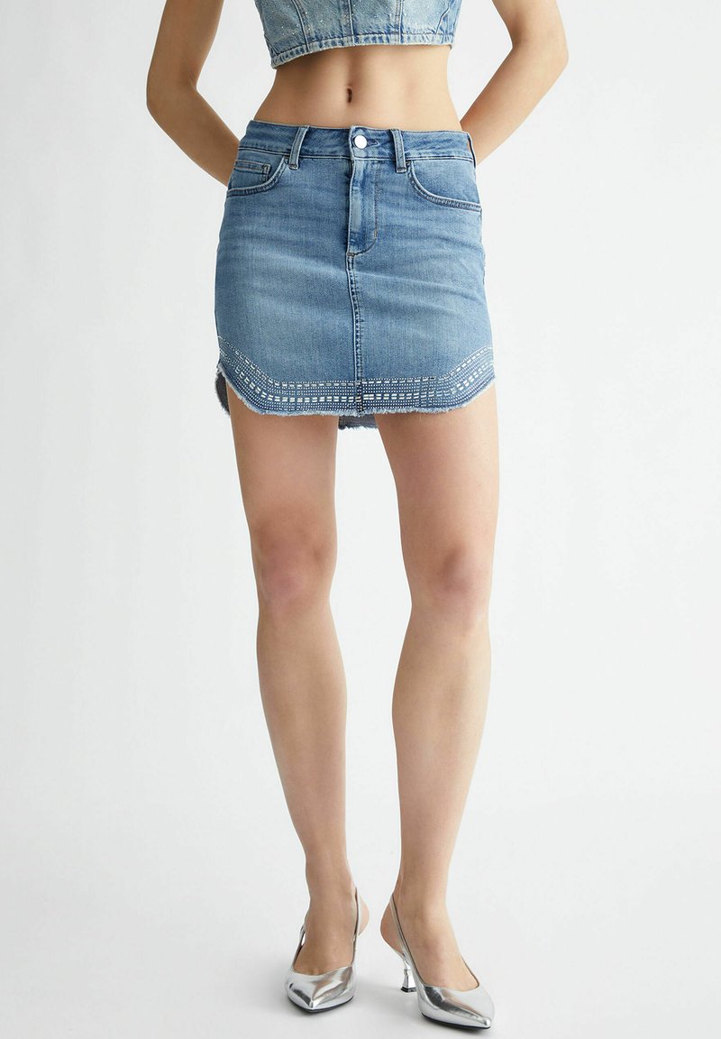 Liu Jo Jeans WITH RHINESTONES - Minigonna - blue denim