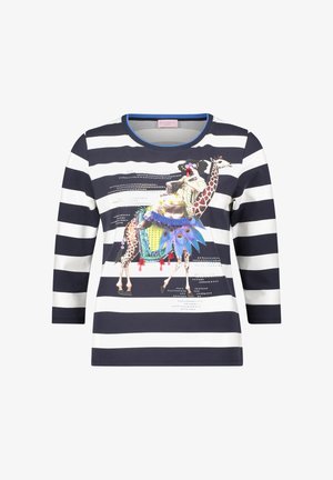 Koszula z długim rękawem w paski z grafiką żyrafy z kolorowymi akcentami, wykonana z bawełny, z okrągłym dekoltem.